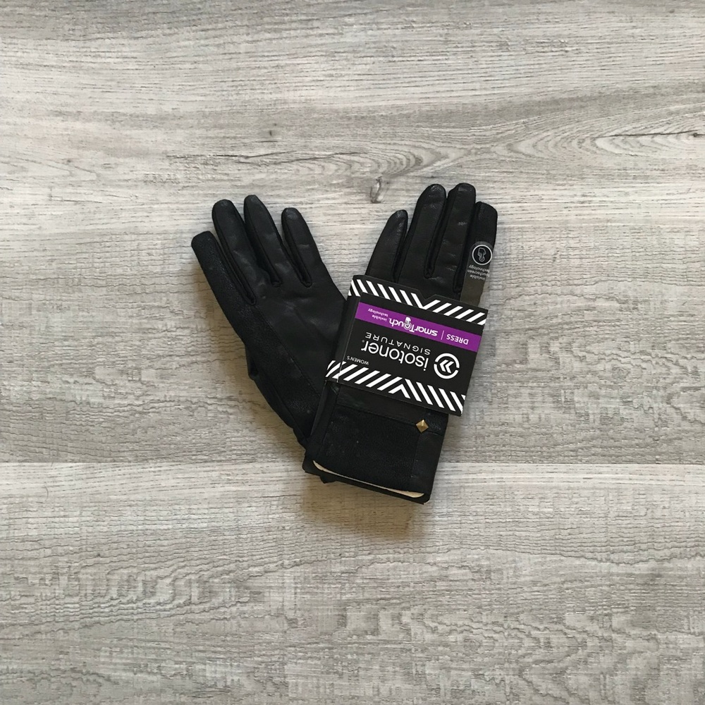 Black, faux leather gloves - Picture 1 of 3